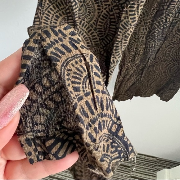 Sanctuary Brown Black Printed Elastic Pull On Smocked Waist Pants Small - Picture 8 of 9